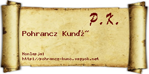 Pohrancz Kunó névjegykártya